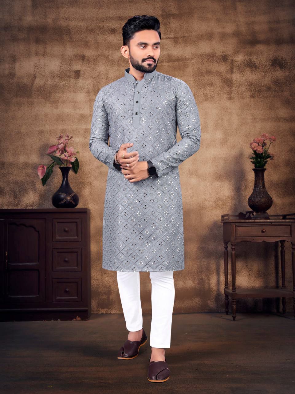 Embroidery Mirror Work Kurta Pajama