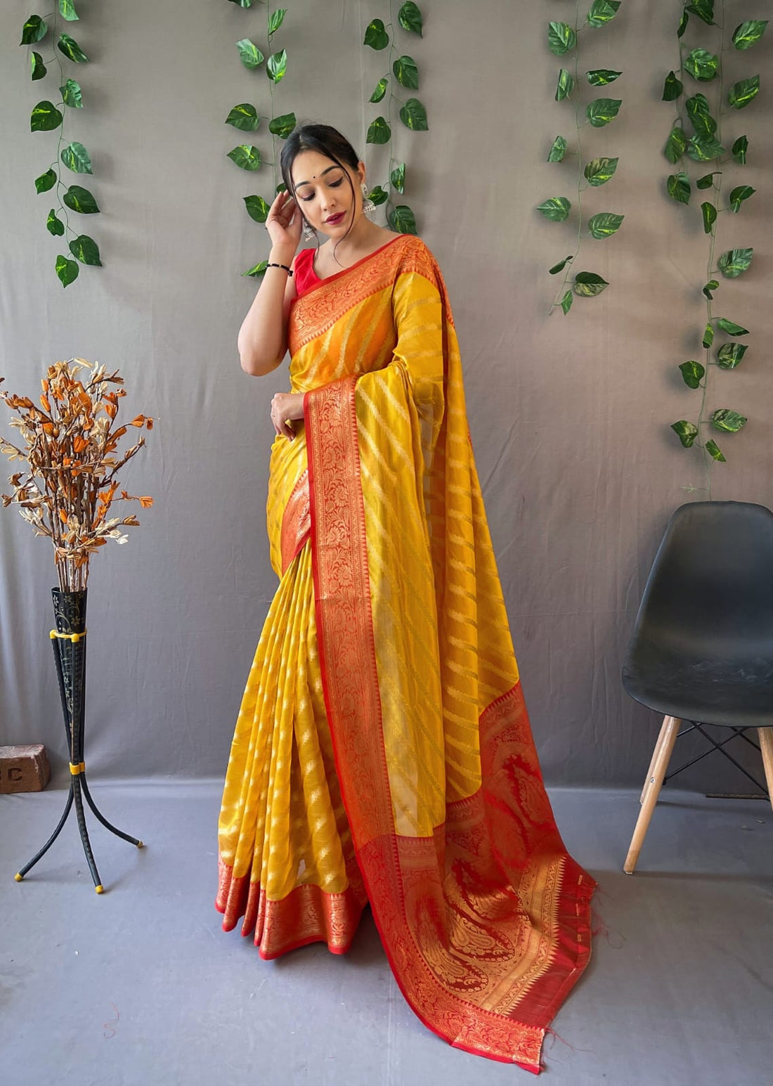 Party Wear Organza Leheriya Saree Anantexports