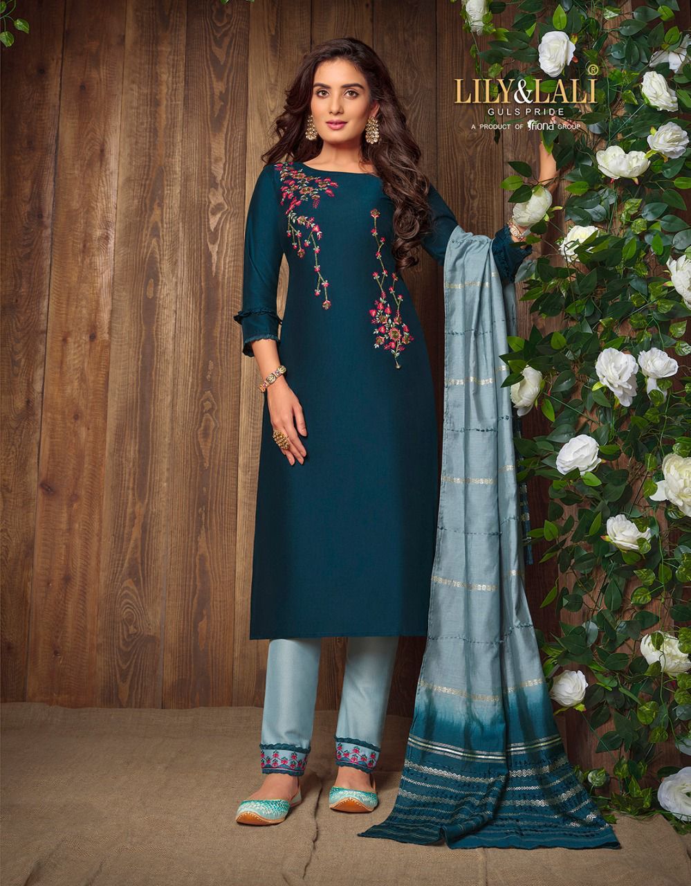 LILY AND LALI MADHVI MASLINE KURTI WITH BOTTOM AND DUPATTA Anantexports