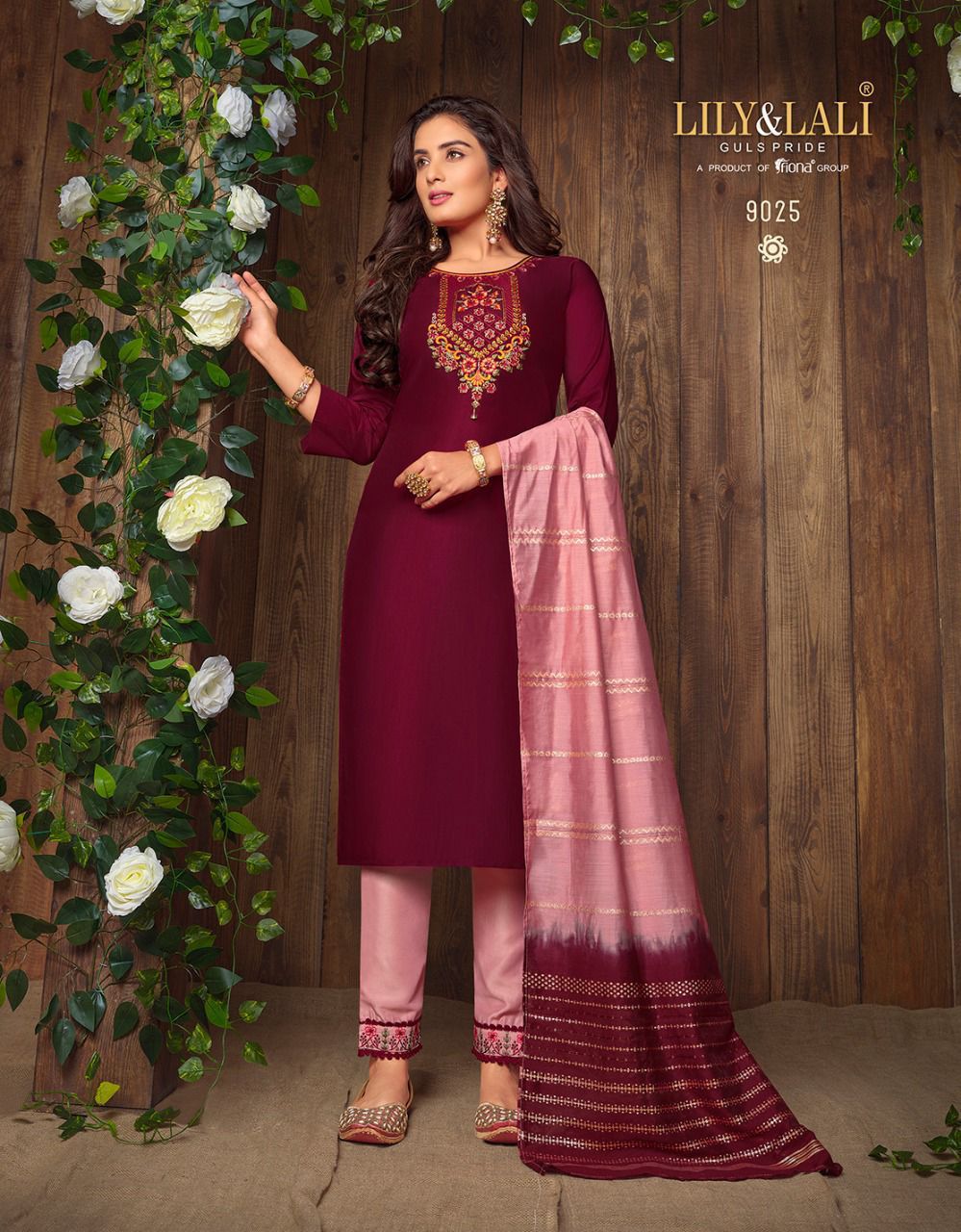 LILY AND LALI MADHVI MASLINE KURTI WITH BOTTOM AND DUPATTA Anantexports