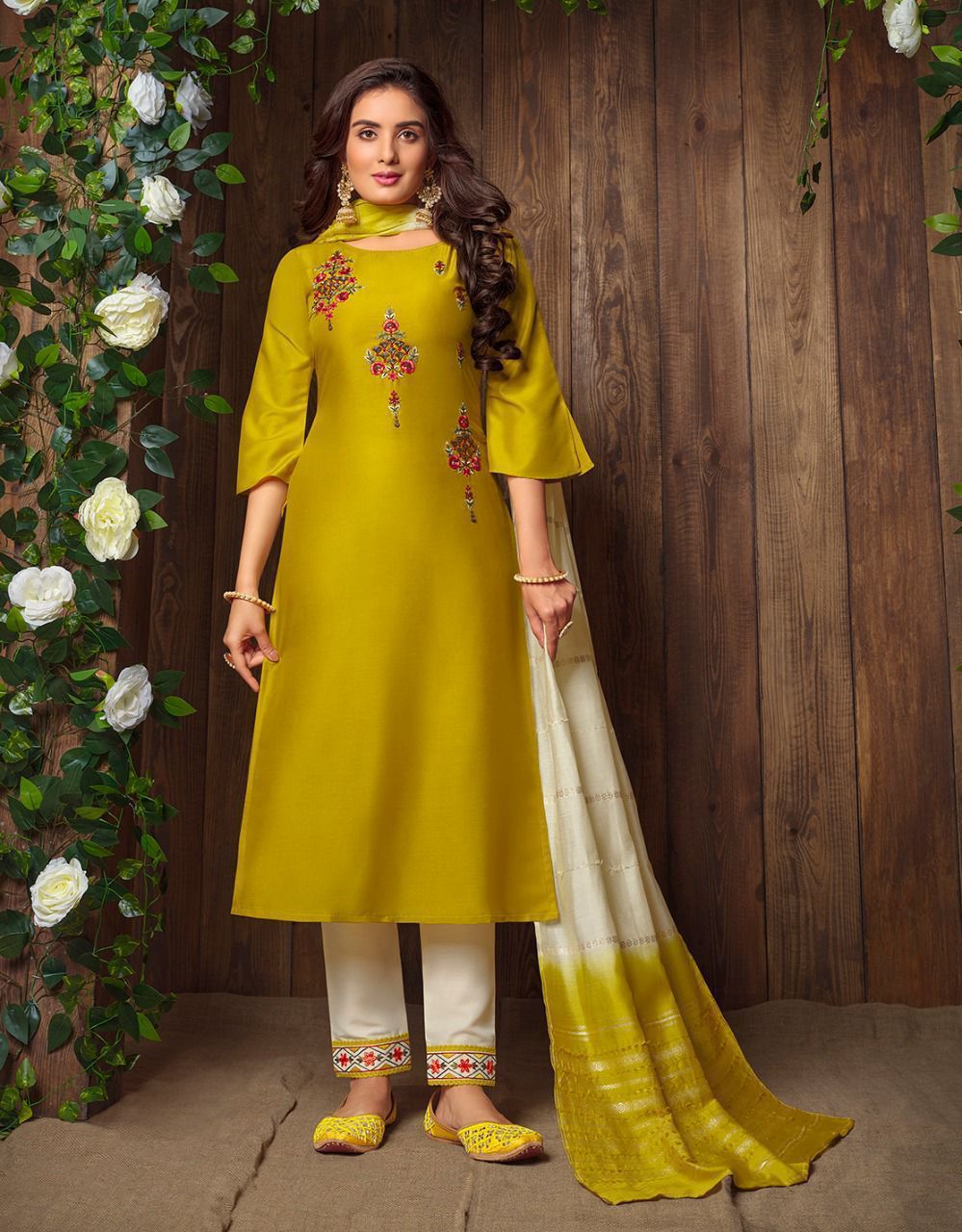 LILY AND LALI MADHVI MASLINE KURTI WITH BOTTOM AND DUPATTA Anantexports