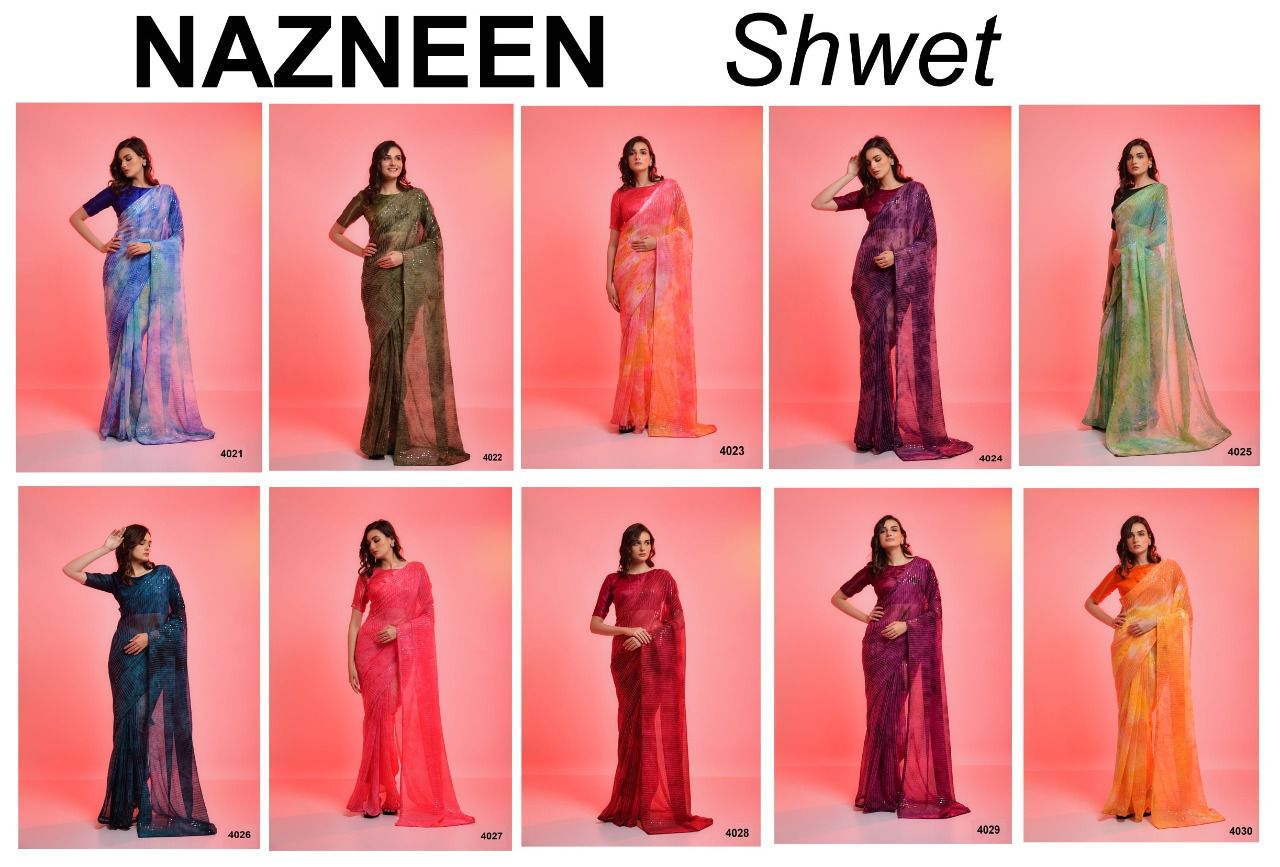 BOLLYWOOD STYLE SQUVENCE NAZNEEN SHWET 4021 SAREE Anant Tex Exports Private Limited