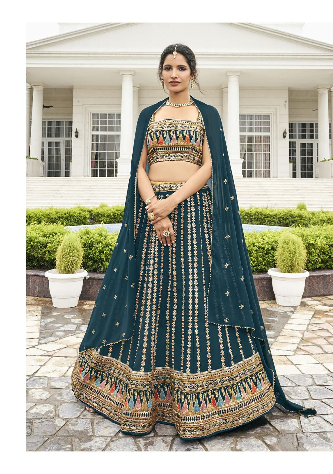 DESIGNER FANCY WEDDING PARTY WEAR BLACK BOLLYWOOD LEHENGA CHOLI IN GEORGETTE SM RIMZIM 136 A,B,C Anant Tex Exports Private Limited