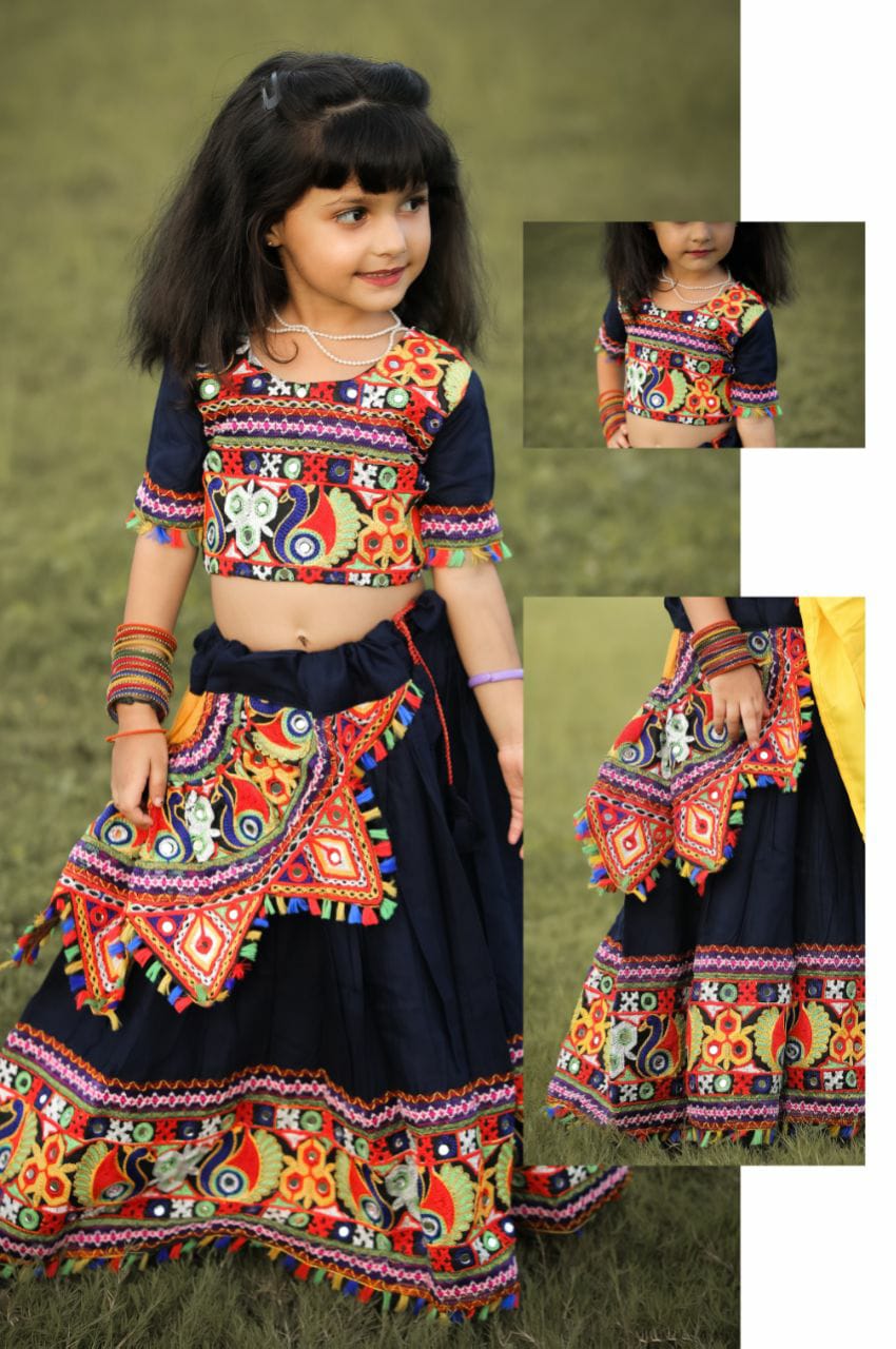 Buy Gangaur Fabric Baby Girl's Cotton Readymade Navratri Dandiya Garba  Dress Lehenga Choli with Dupatta Set of 3 Costume Ethnic Wear Dress Girls  Chania Choli Set/Traditional Dress(6 Year_Red) at Amazon.in