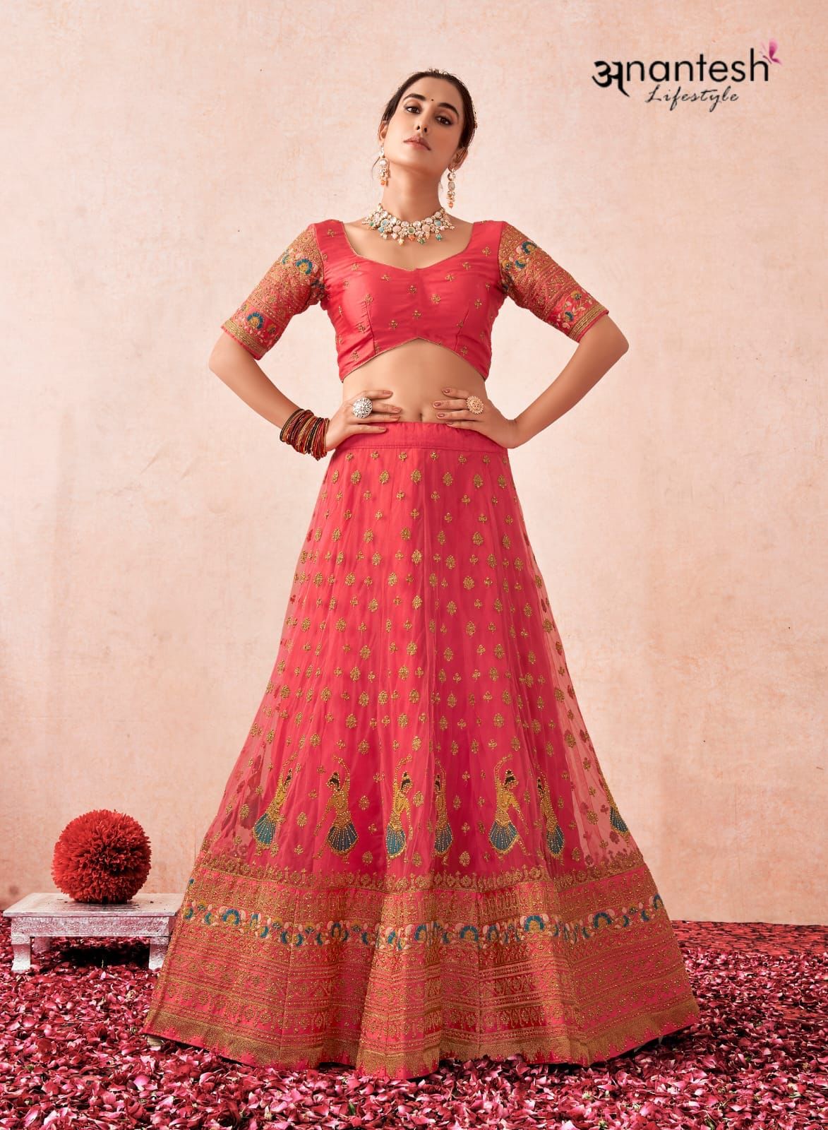 DESIGNER WEDDING BRIDAL PARTY WEAR LEHENGA CHOLI IN HEAVY NET ANANTESH SM 1003 Anant Tex Exports Private Limited