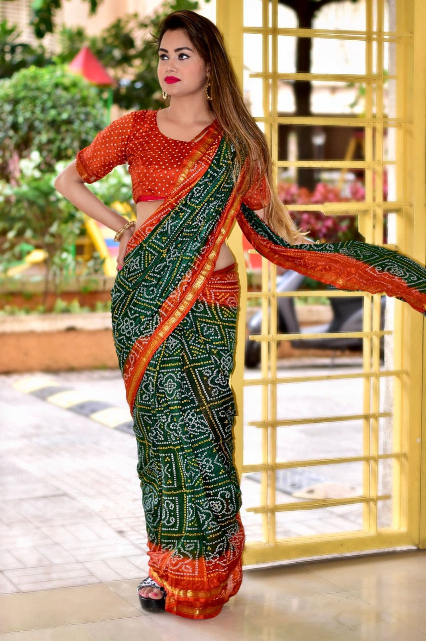 Daily wear printed Patola sarees Bandhani Saree for women Georgette Saree  Banarasi Silk Cotton Saree Bandhani