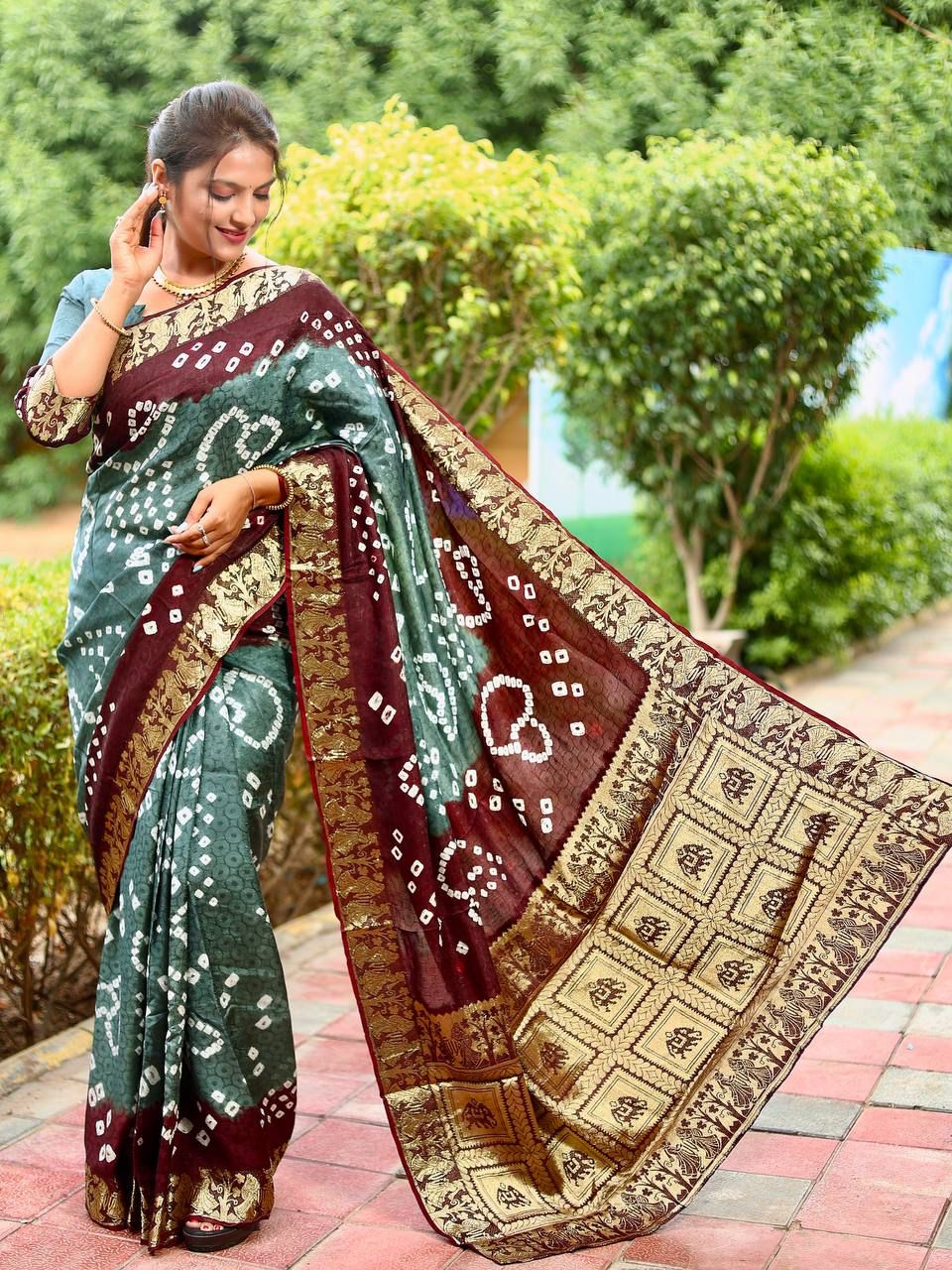 Swayamvar Pure Bandhej Silk Saree Anant Tex Exports Private Limited