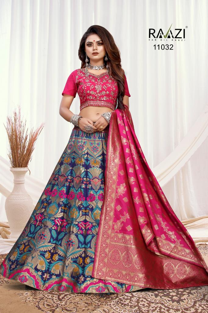JOSH INDIA Jacquard Gray and Pink Banarasi silk lehenga choli at Rs 3099 in  Surat