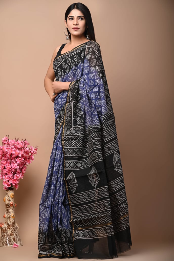 Chanderi Cotton Weaving Jari Patti & Digital Print Saree Anant Tex Exports Private Limited