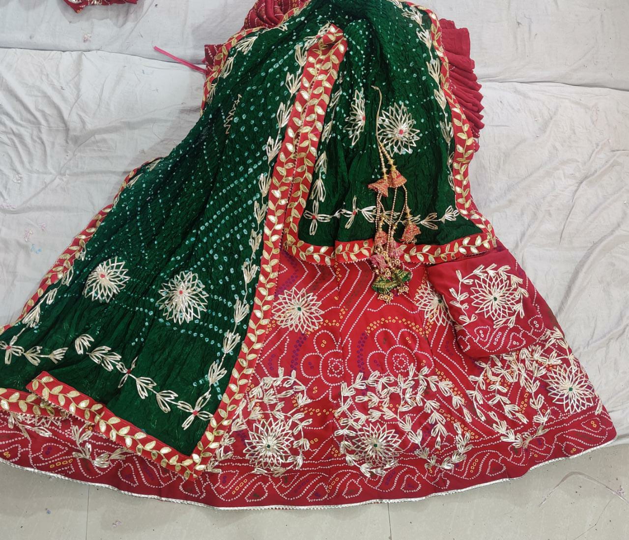 Beautiful Rajasthani Traditional Chunri Heavy Kacchi Gotta Patti Work