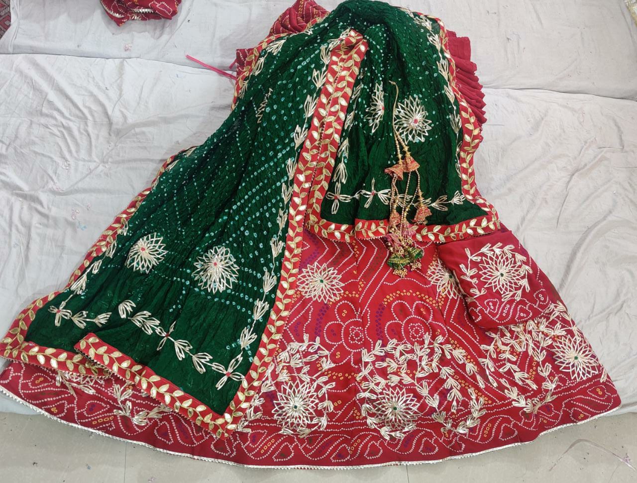 Buy Indian Rajasthani Designer Bandhej Art Silk Chaniya Choli With Heavy  Aari Work Gota Patti Lace Bhandhej Lehenga Choli Online in India - Etsy