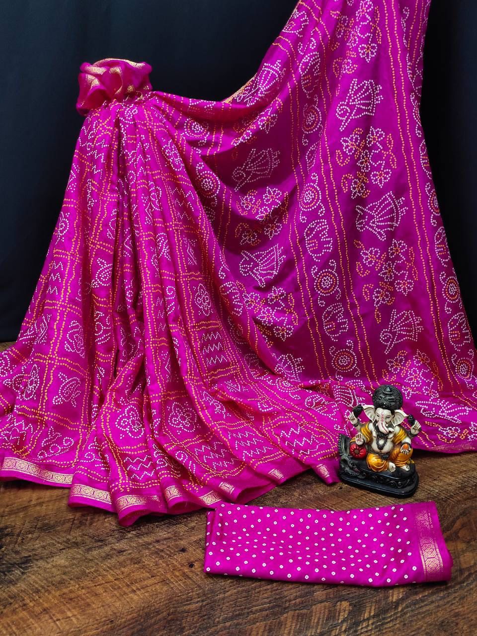 Divya Tafetta Silk Print Bandhej Saree Anant Tex Exports Private Limited