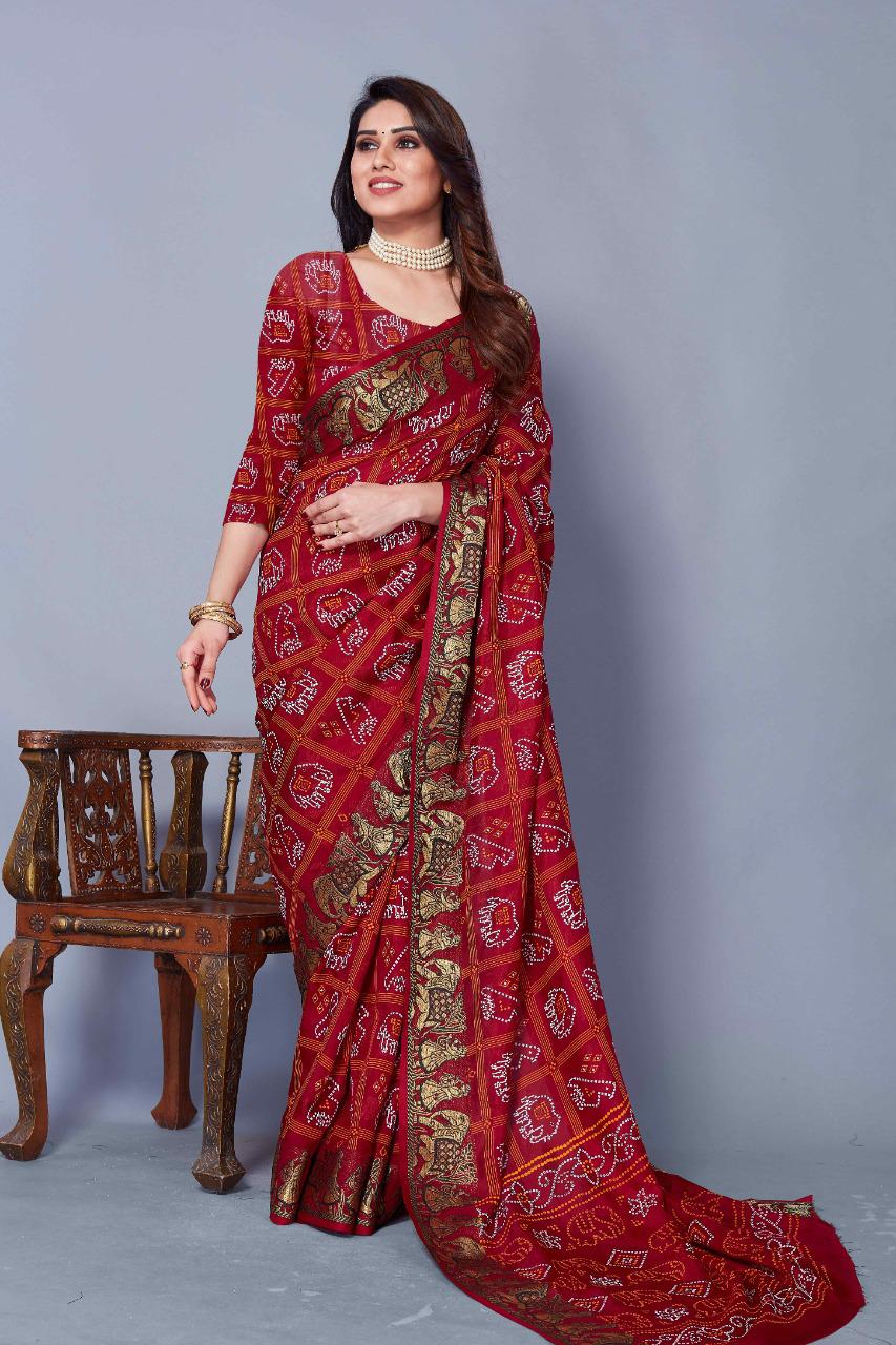 Wedding bandhani sarees | Wedding saree collection, Rajasthani dress,  Indian bridal outfits