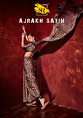 Designer Beautiful Ajrakh Satin Saree Anant Tex Exports Private Limited