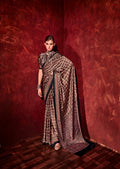 Designer Beautiful Ajrakh Satin Saree Anant Tex Exports Private Limited