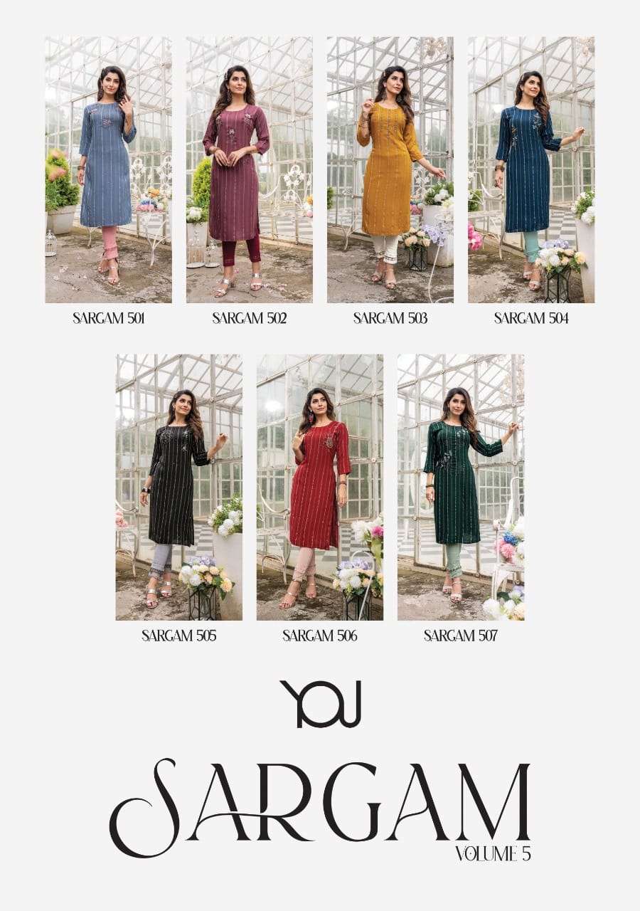 Sargam 5 Fancy Viscose Rayon Kurti With Pant Anant Tex Exports Private Limited