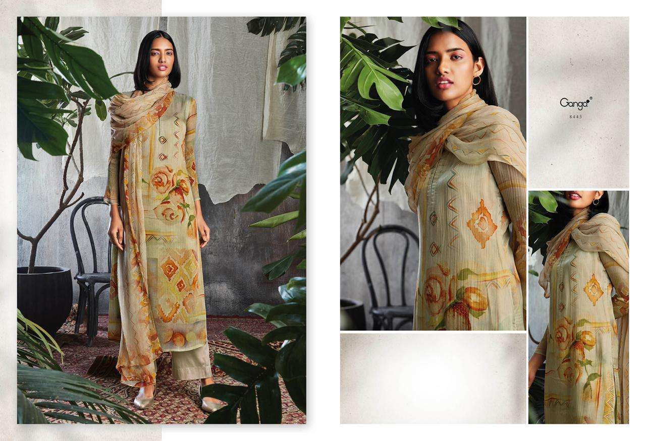 Ganga Solandis Pure Makhmali Satin Digital Printed Designer Suits Anant Tex Exports Private Limited