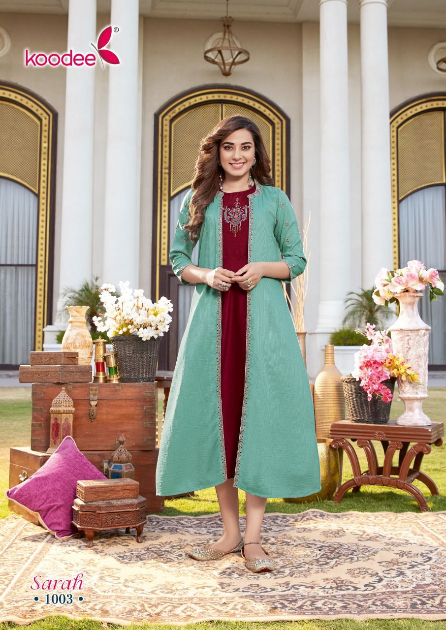 Koodee Sarah Catalog Chinon With Inner Anarkali kurtis Anant Tex Exports Private Limited