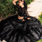 black color organza dupatta with a satin lehenga Anant Tex Exports Private Limited