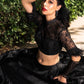 black color organza dupatta with a satin lehenga Anant Tex Exports Private Limited