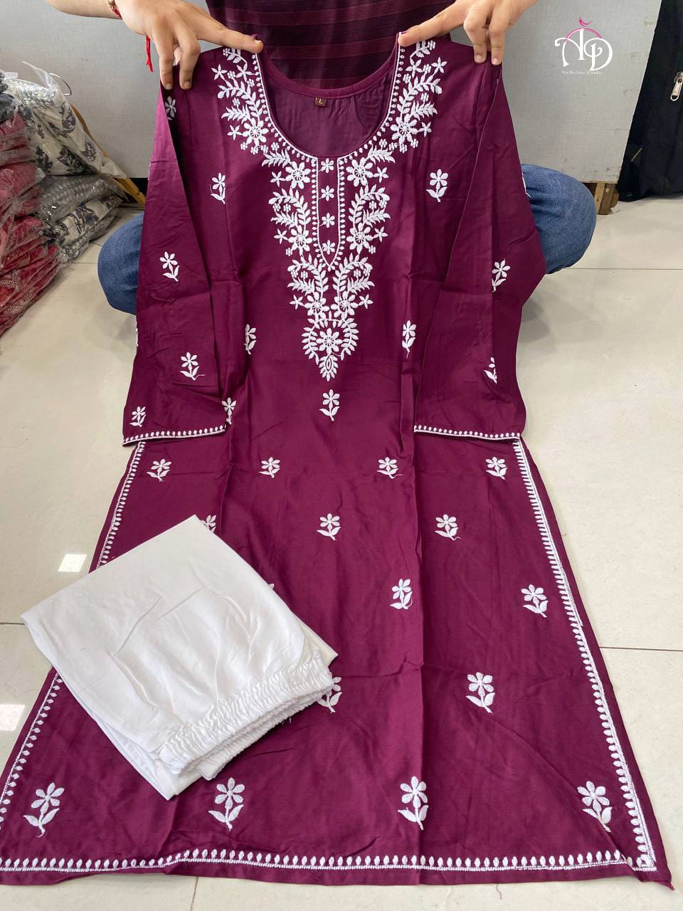 Embroidery Chikankari Kurti Set Anant Tex Exports Private Limited
