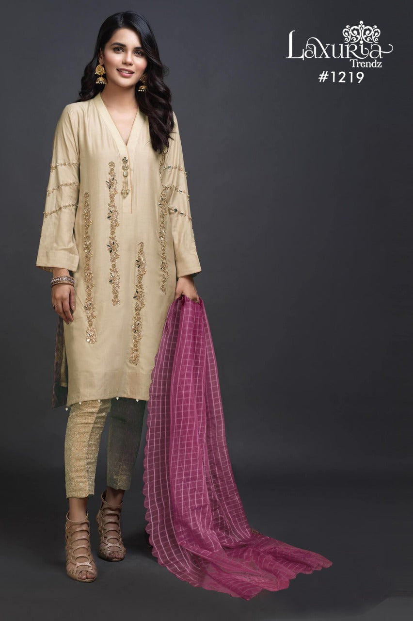 Handwork Kurti With Pant & Fancy Organza Dupatta Anant Tex Exports Private Limited