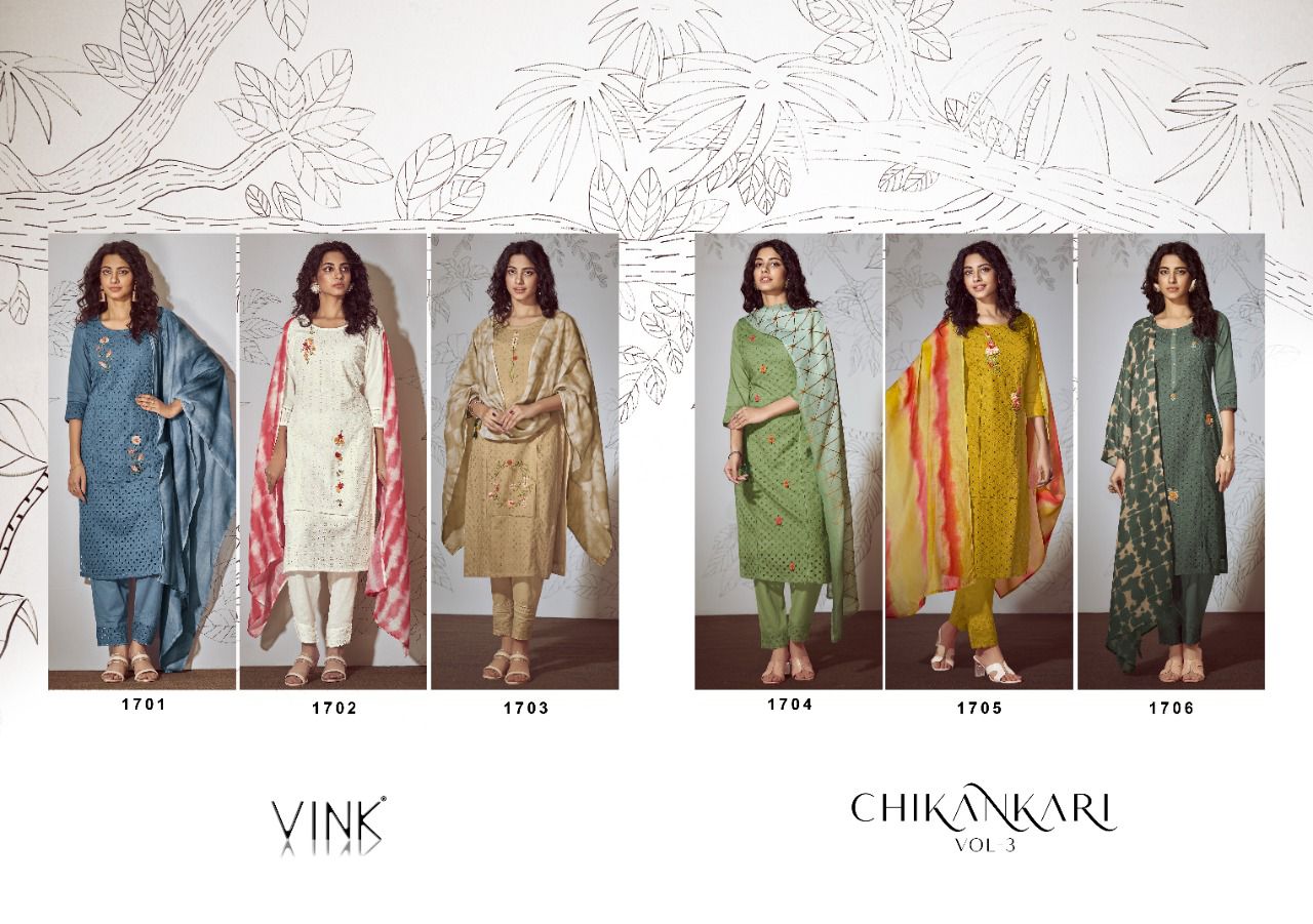 Vink Chikankari Vol-3 Pure Cotton Ready Made Suits Anant Tex Exports Private Limited