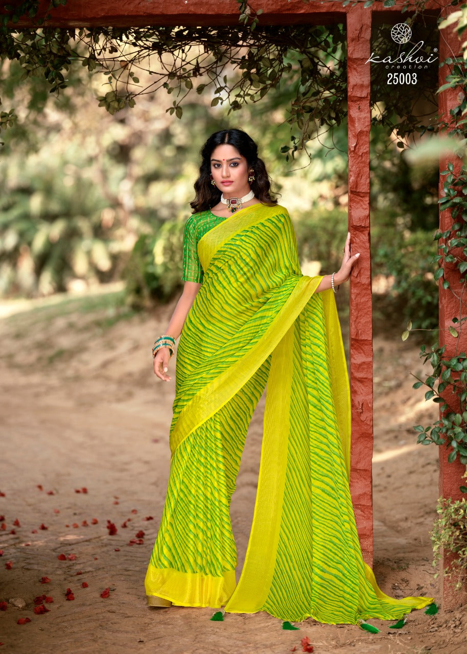 PALASH BUTTERFLY MOSS WITH ZARI BORDER AND EMBROIDERY TASSELS SAREE Anant Tex Exports Private Limited