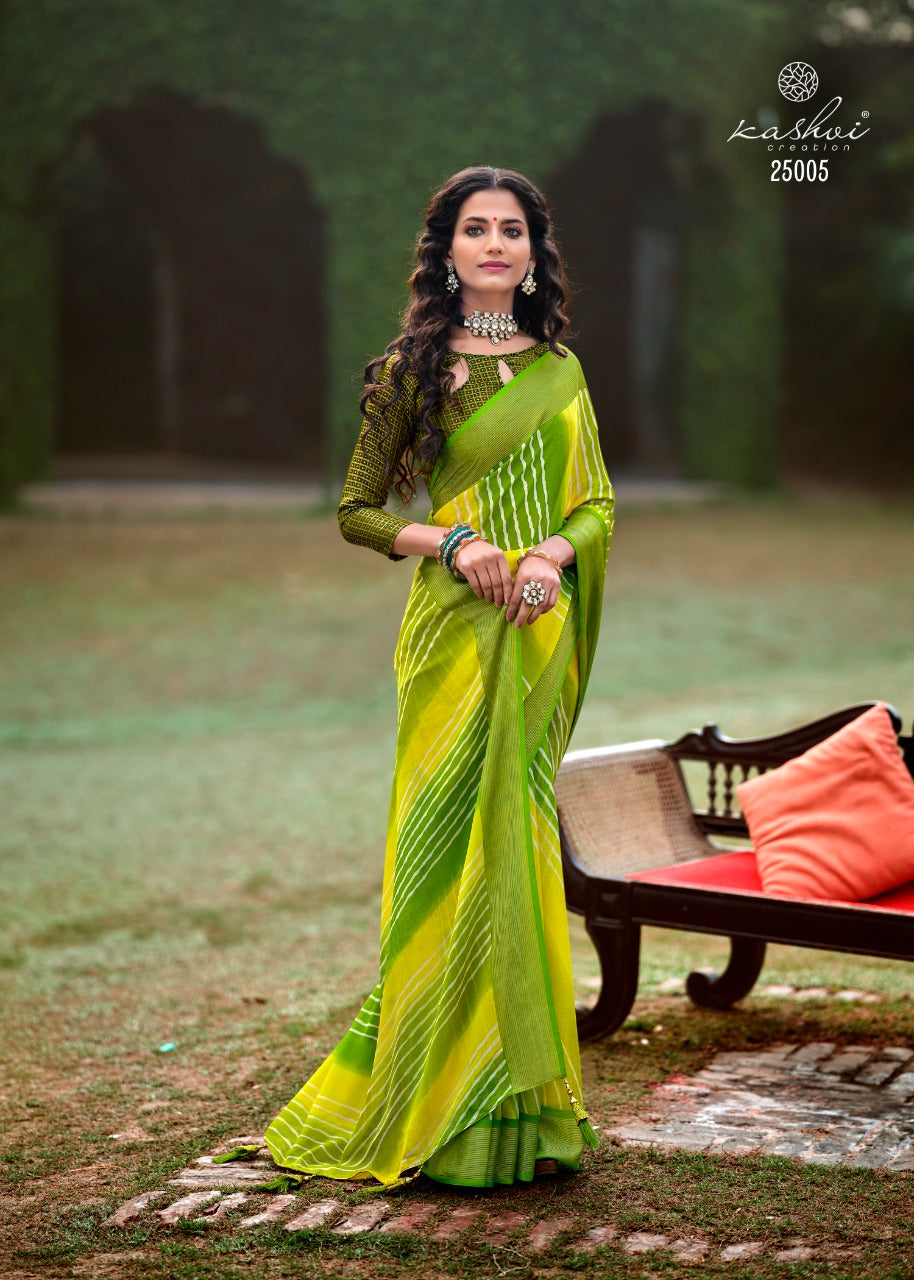 PALASH BUTTERFLY MOSS WITH ZARI BORDER AND EMBROIDERY TASSELS SAREE Anant Tex Exports Private Limited