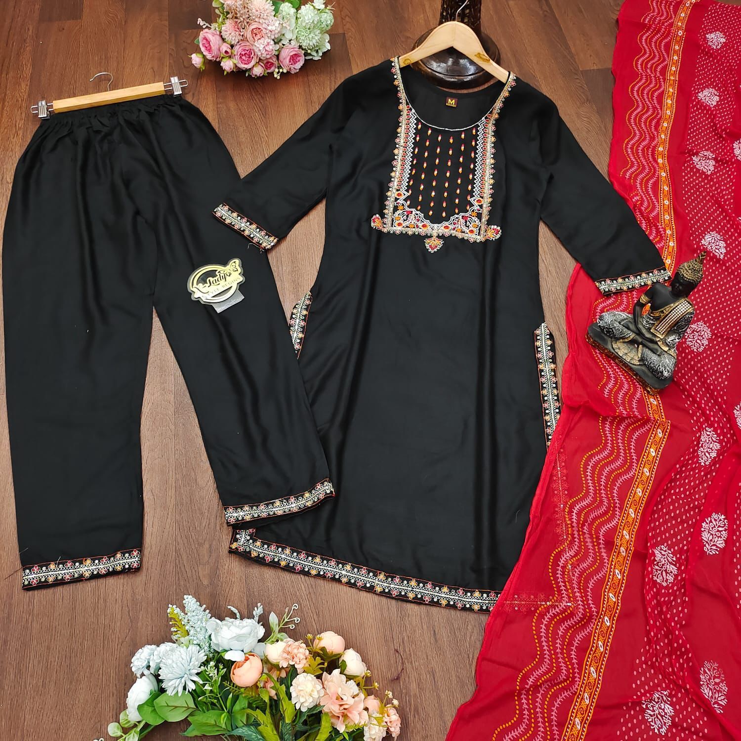 Rayon Fabric With Beautiful Embroidery Work Plazo Suit