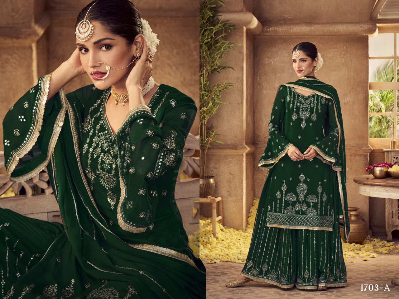 D.NO- 1703 HEAVY FOX GEORGETTE PLAZZO SUIT Anant Tex Exports Private Limited