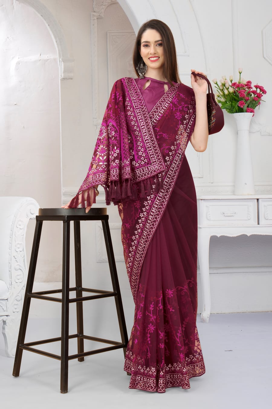 Taj Heavy Butterfly Net Saree Anant Tex Exports Private Limited