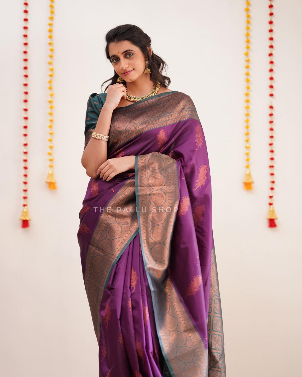 TANISHA SKY KANCHIPURAM SOFT SILK SAREE WITH ATTACHED BLOUSE – Zariknyaa