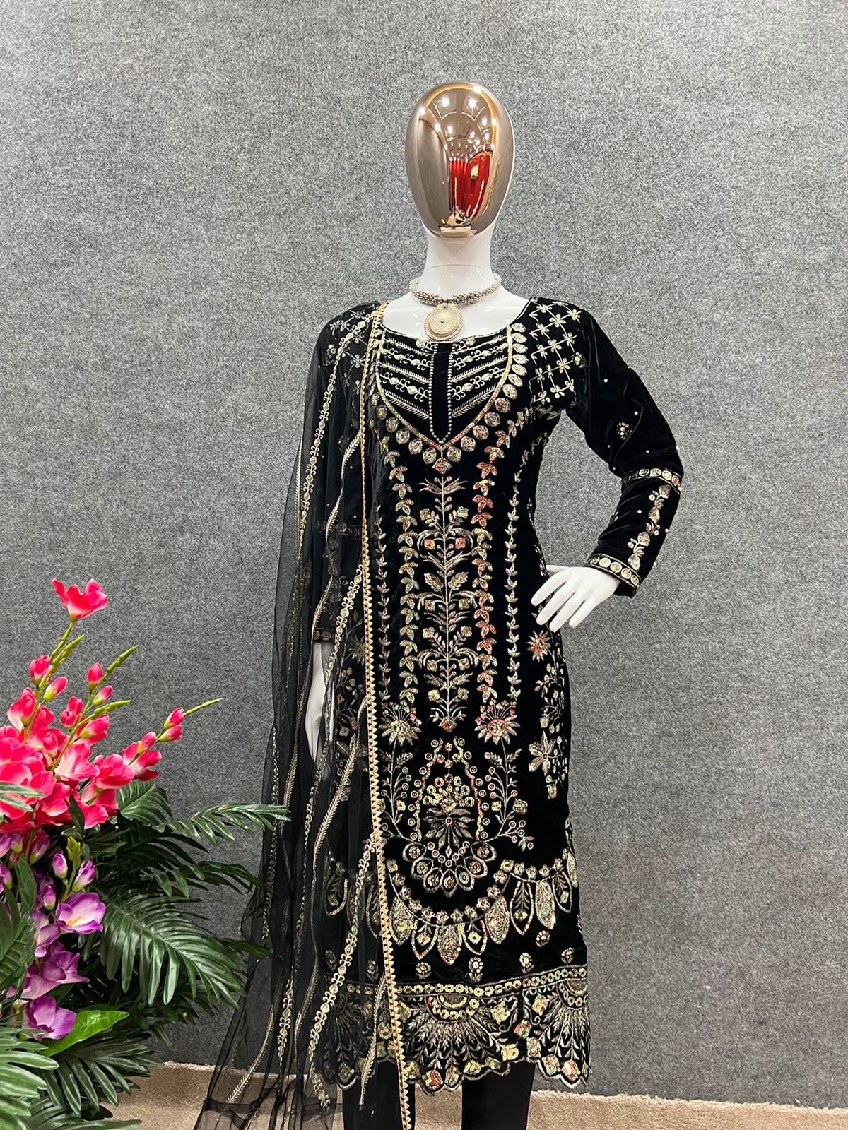 New Designer Party Wear Velvet Suit Anant Tex Exports Private Limited