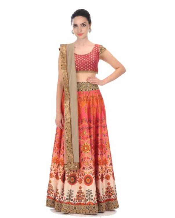 Maroon Party Wear Floral Printed Crop Top Lehenga Choli in Surat at best  price by DHAGA FASHION - Justdial