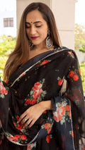 Black Rose Flower Maxi Gown With Dupatta Anant Tex Exports Private Limited