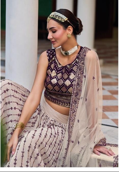 Black/White Designer Lehenga Choli With Gorgeous Dupatta - Palkhi Fashion  #Indian Clothing Online | White dress outfit, Women dresses classy, Long  blouse designs