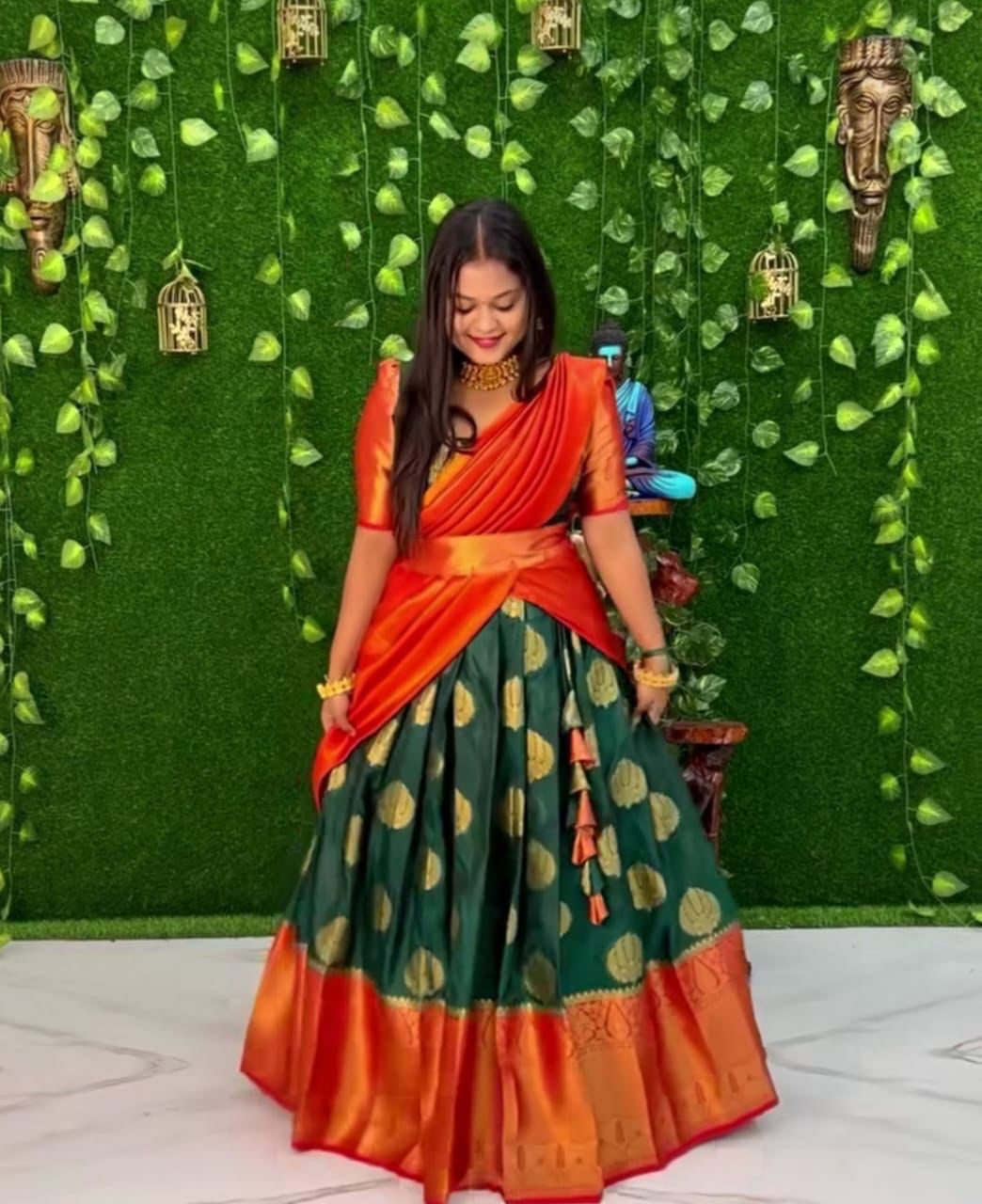 Loading... | Lehenga style saree, Saree designs, Traditional indian dress