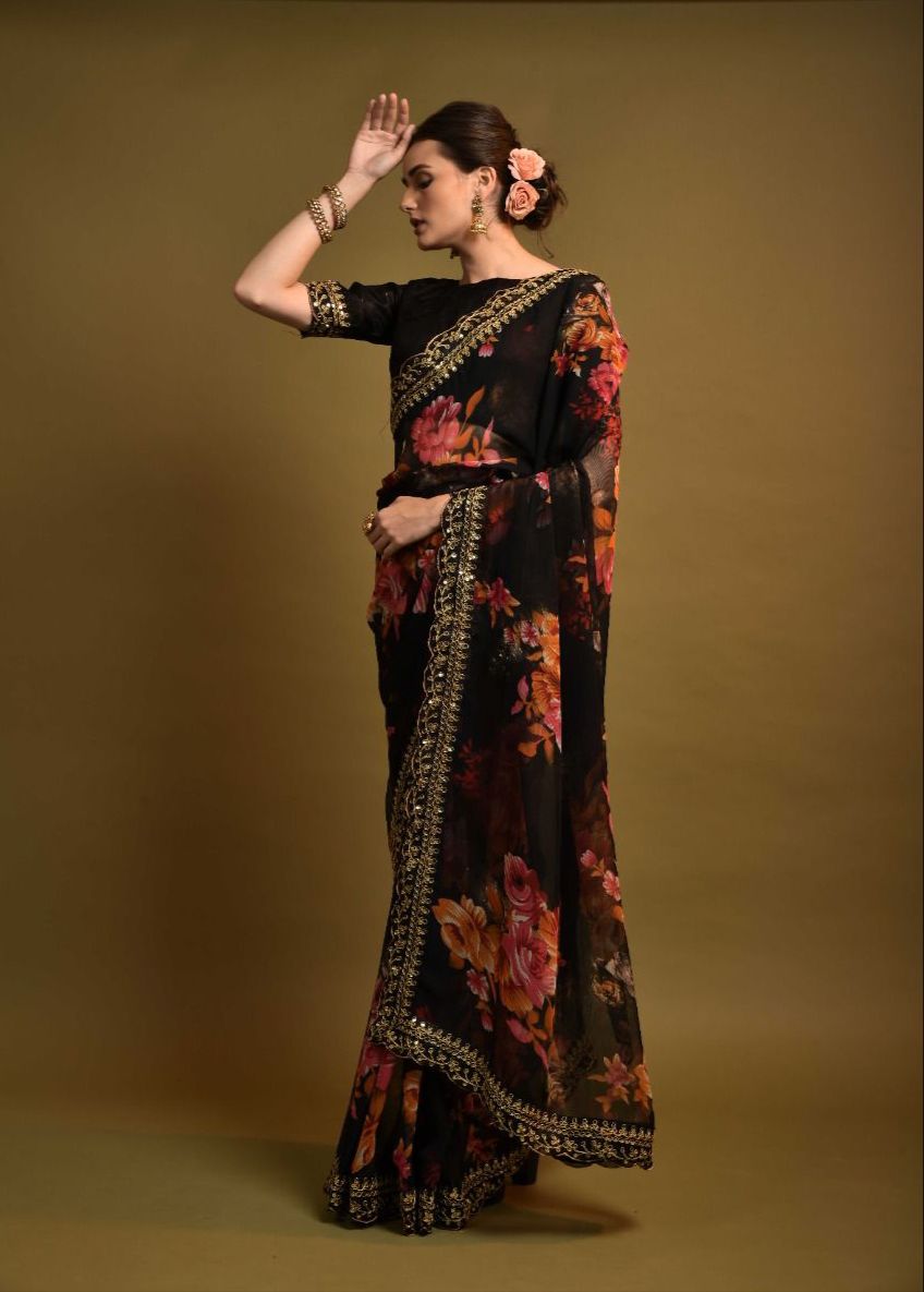 Heavy Soft Chiffon With Beautiful Floral Print Saree D.no 5190 Anant Tex Exports Private Limited