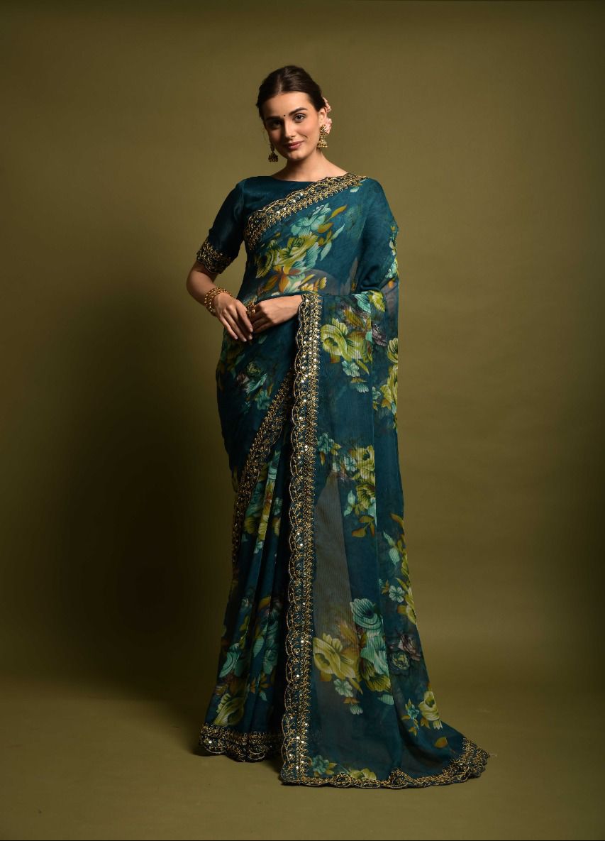 Heavy Soft Chiffon With Beautiful Floral Print Saree D.no 5190 Anant Tex Exports Private Limited