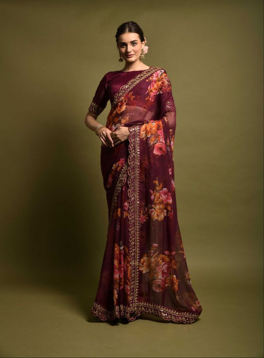 Heavy Soft Chiffon With Beautiful Floral Print Saree D.no 5190 Anant Tex Exports Private Limited