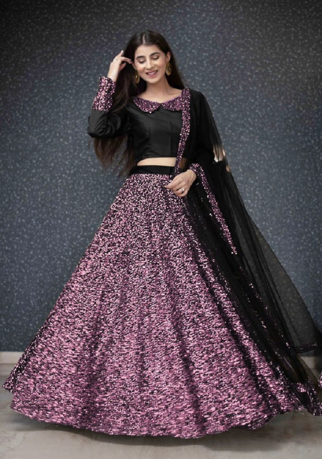 Georgette Lehenga With Crop Top Semi Stitched For Party Wear – Cygnus  Fashion