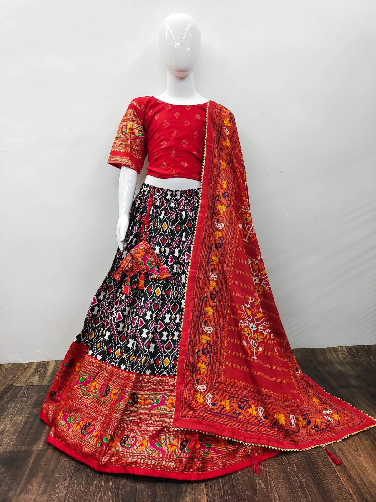 Designer Kids Zari Foil-Work Patoda Silk Lahenga Choli Anant Tex Exports Private Limited