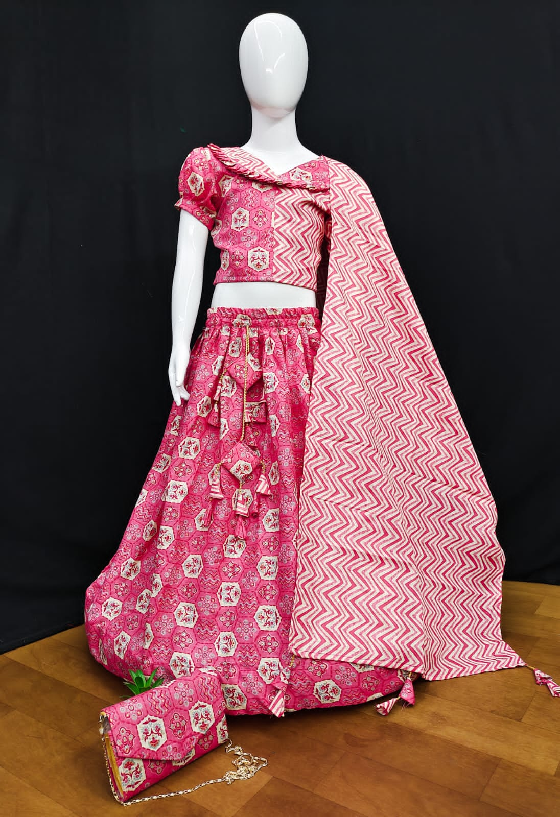 Kids Cotton Lehenga Choli with Matching Purse Anant Tex Exports Private Limited