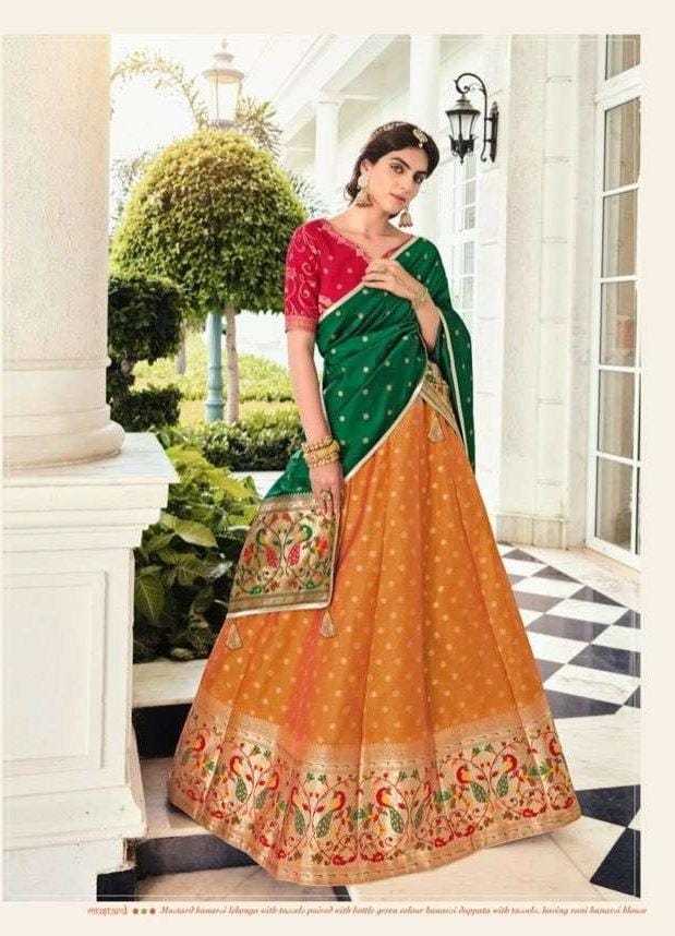 Green Pink Banarasi Silk Lehenga Choli With Heavy Embroidered Work Blouse  for Women Bridal Wear Latest Bollywood Designer Trending Lehenga - Etsy | Lehenga  choli, Designer lehenga choli, Lehenga