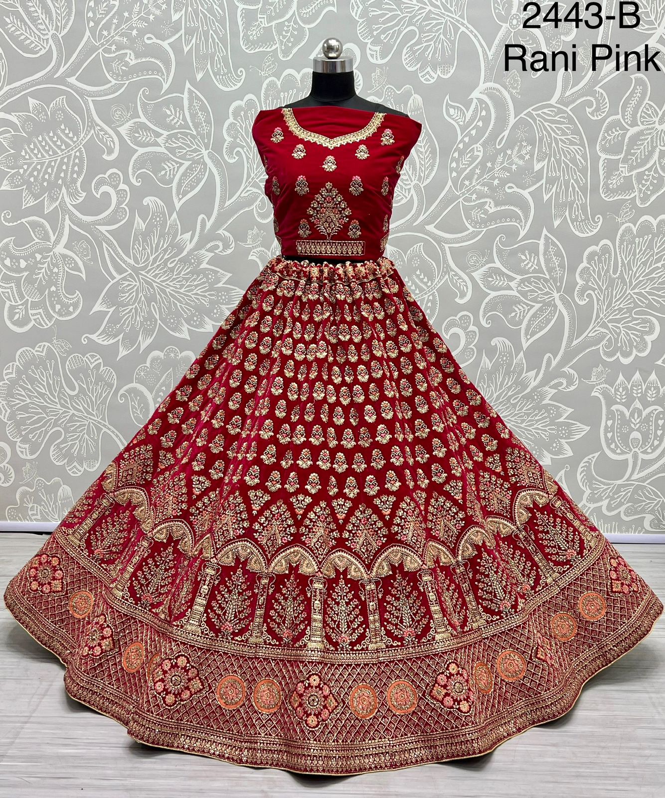 Designer Velvet Bridal Lehenga D.no.2443 Anant Tex Exports Private Limited