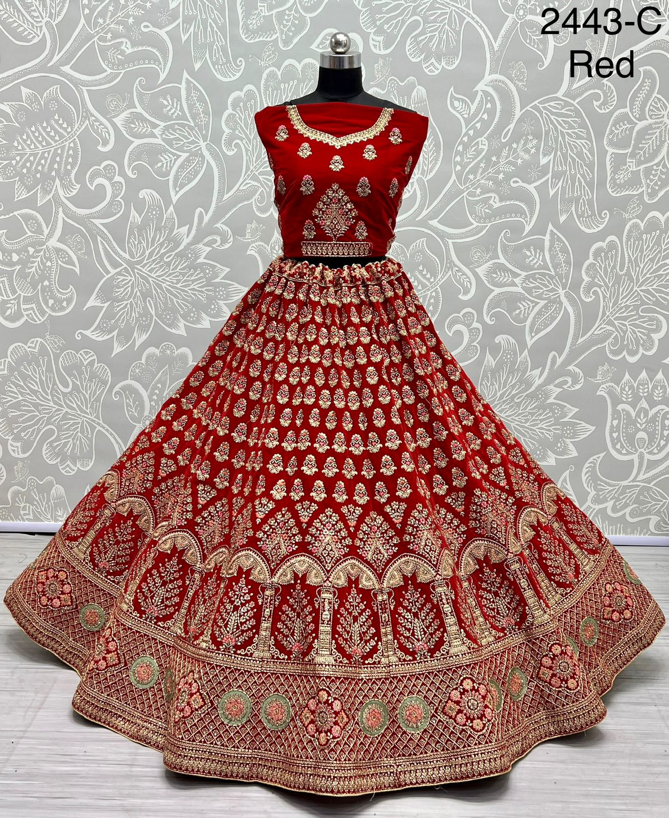 Designer Velvet Bridal Lehenga D.no.2443 Anant Tex Exports Private Limited