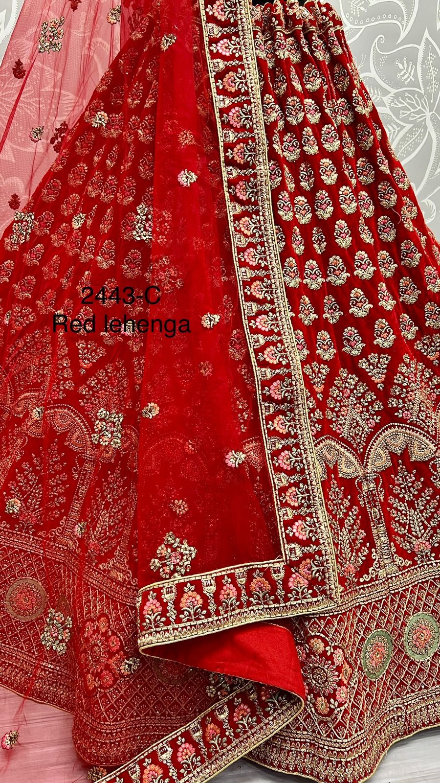 Designer Velvet Bridal Lehenga D.no.2443 Anant Tex Exports Private Limited