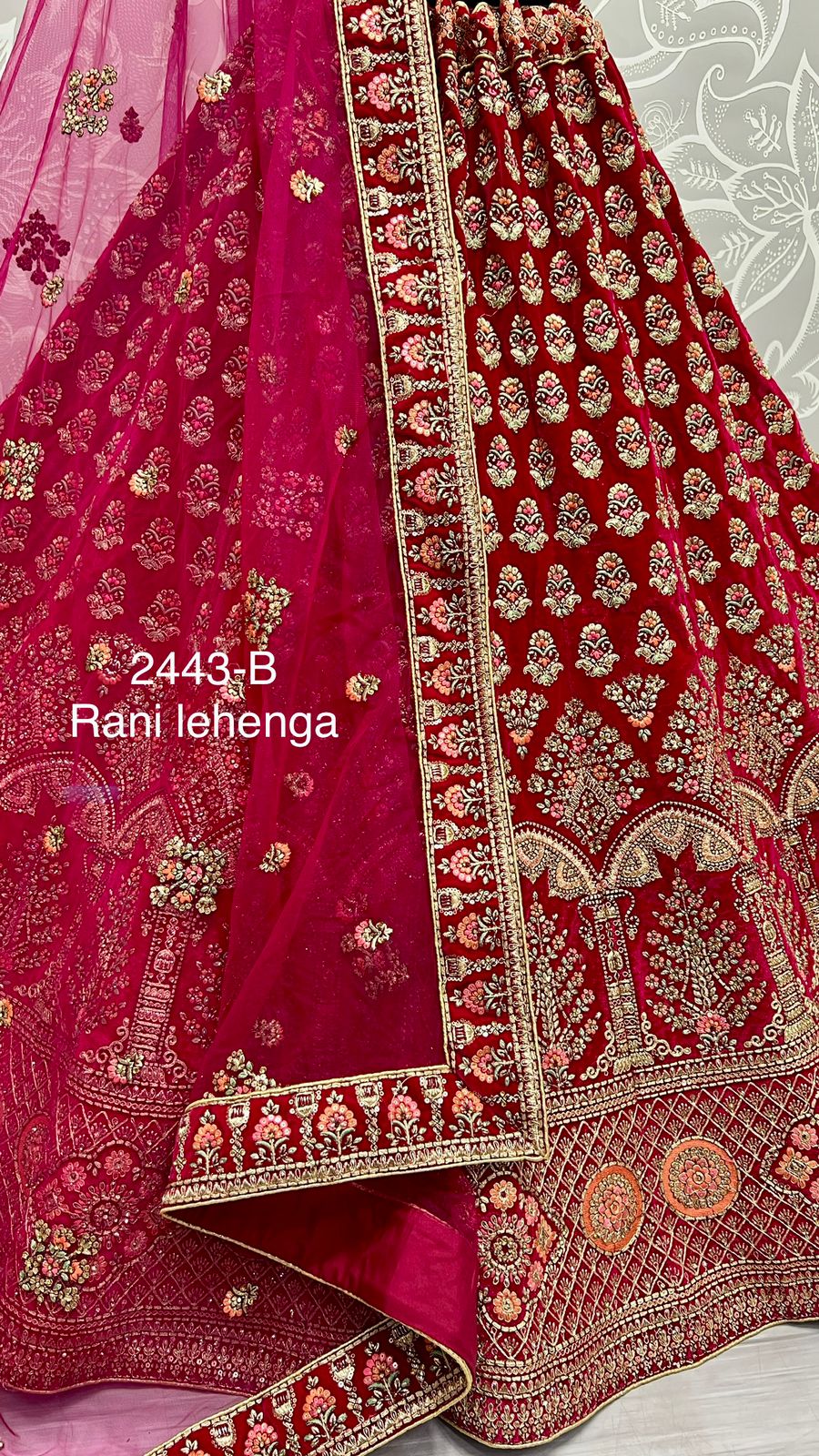 Designer Velvet Bridal Lehenga D.no.2443 Anant Tex Exports Private Limited