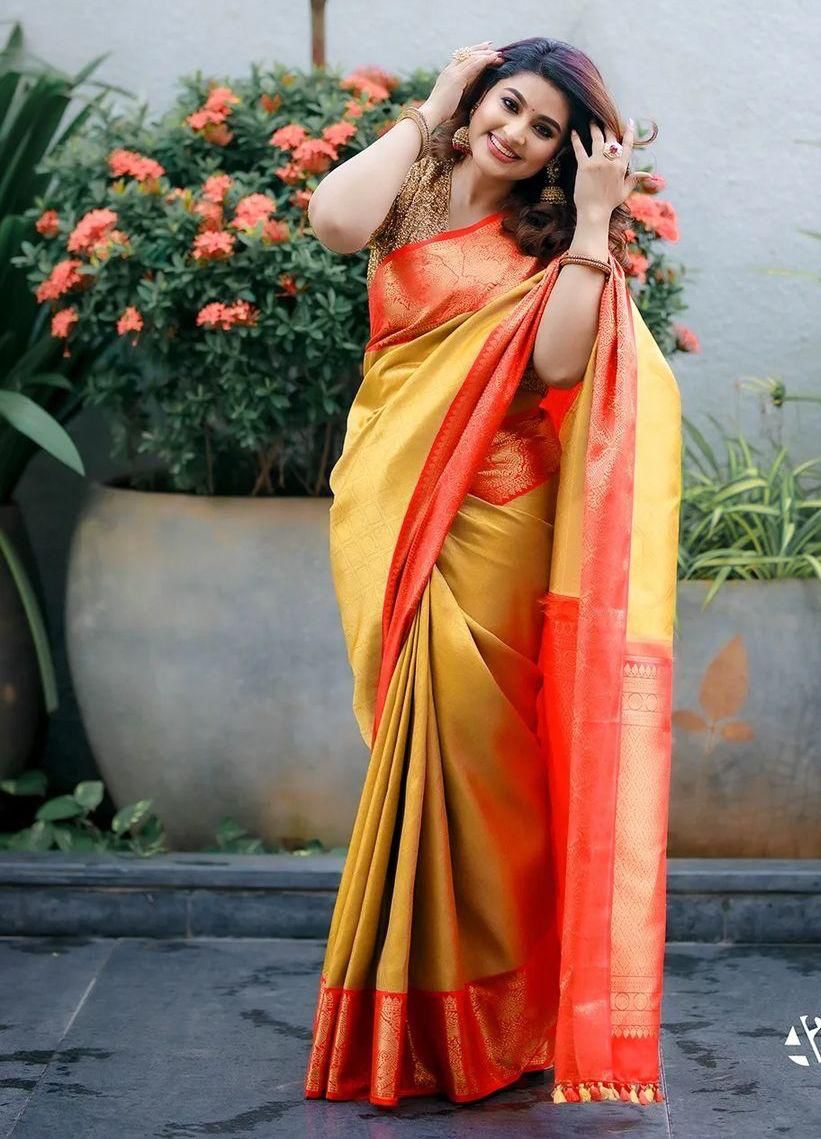 Special Haldi Golden Soft Lichi Silk Saree Anant Tex Exports Private Limited